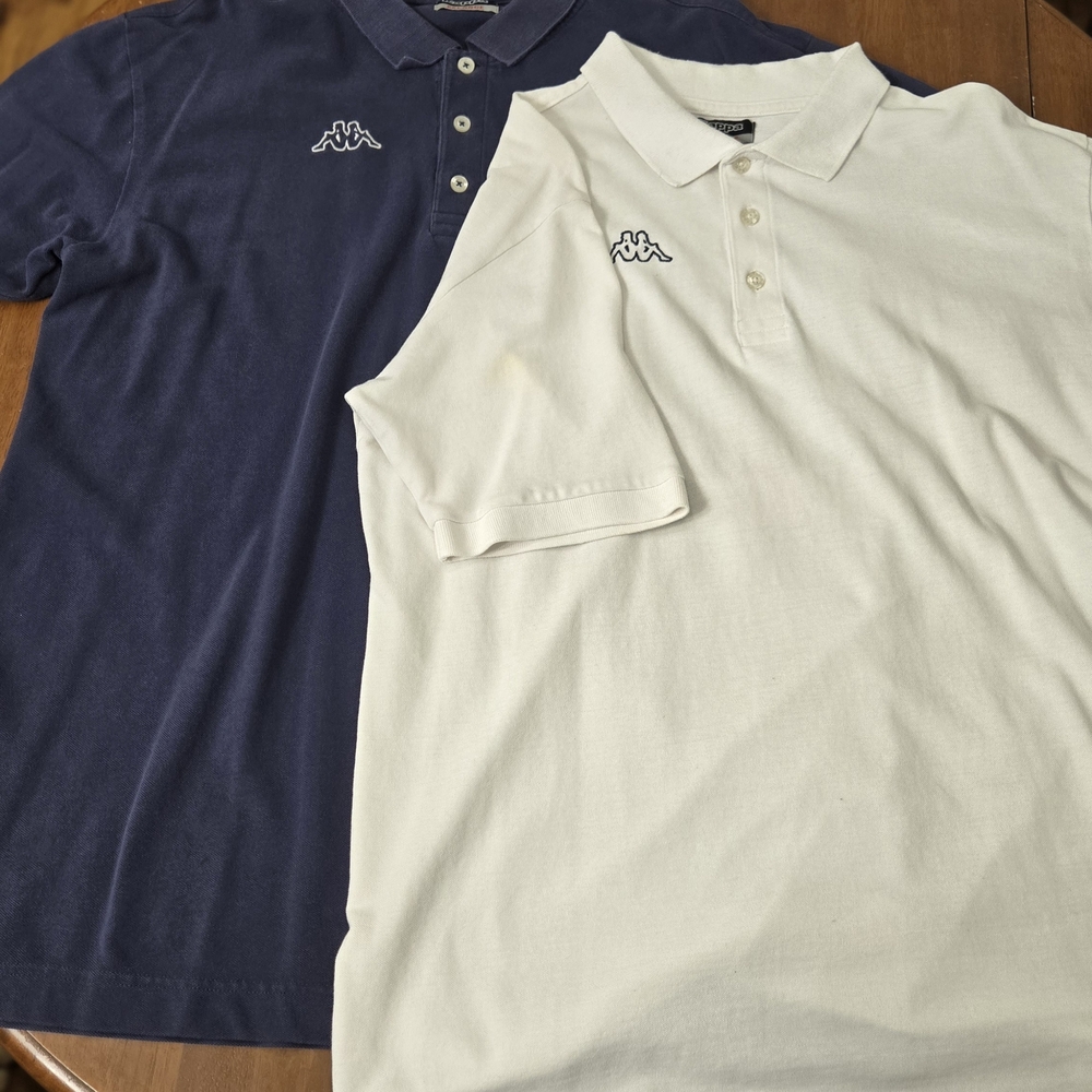 2x VINTAGE Kappa Polo Shirt Duo - Navy and Cream